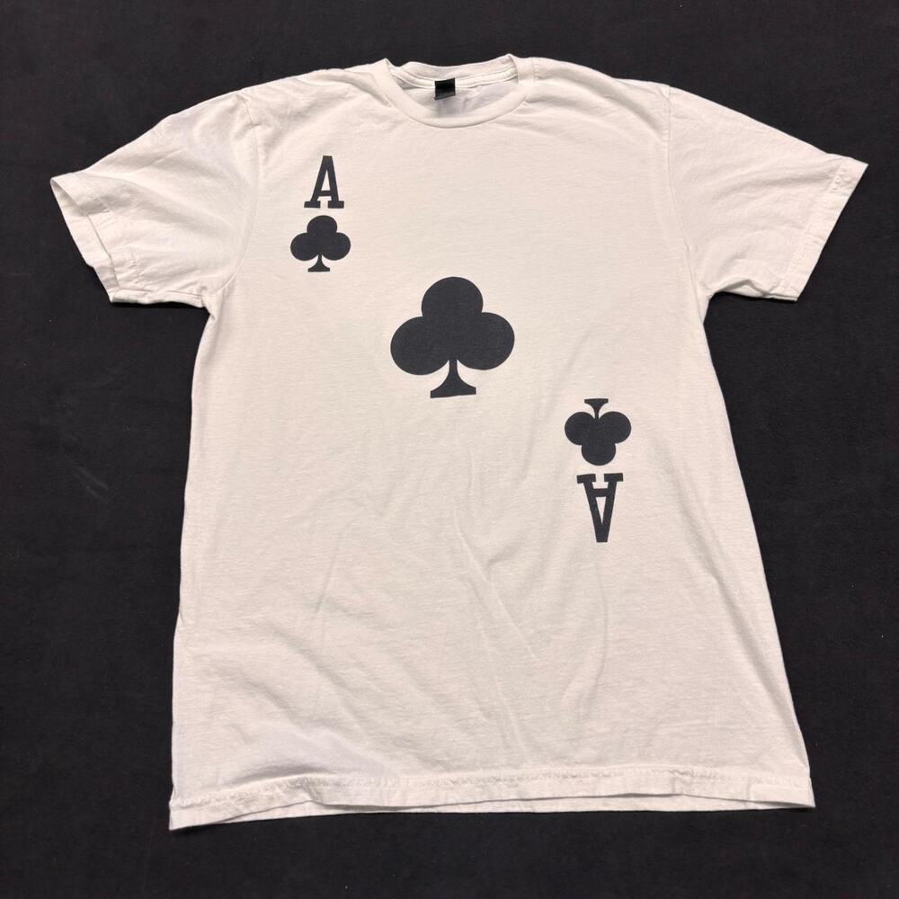 Ace of Clubs Tee White Oversized Streetwear Y2K Womens S/M